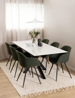 Verdun Matbord 90x160-210 cm Vit Keramik