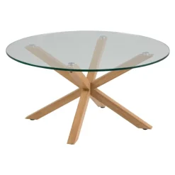 Verdun Soffbord Rund 82 cm Glas/Ek