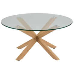 Verdun Soffbord Rund 82 cm Glas/Ek