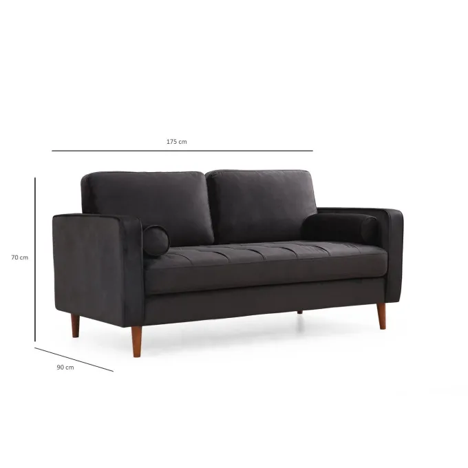 Verona (175 x 90 x 70 cm) 2-sitssoffa Svart ek
