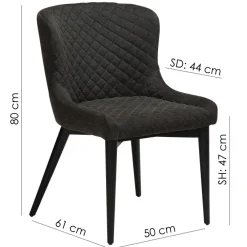 Vetro Stol Midnight Blue Velvet, Oak