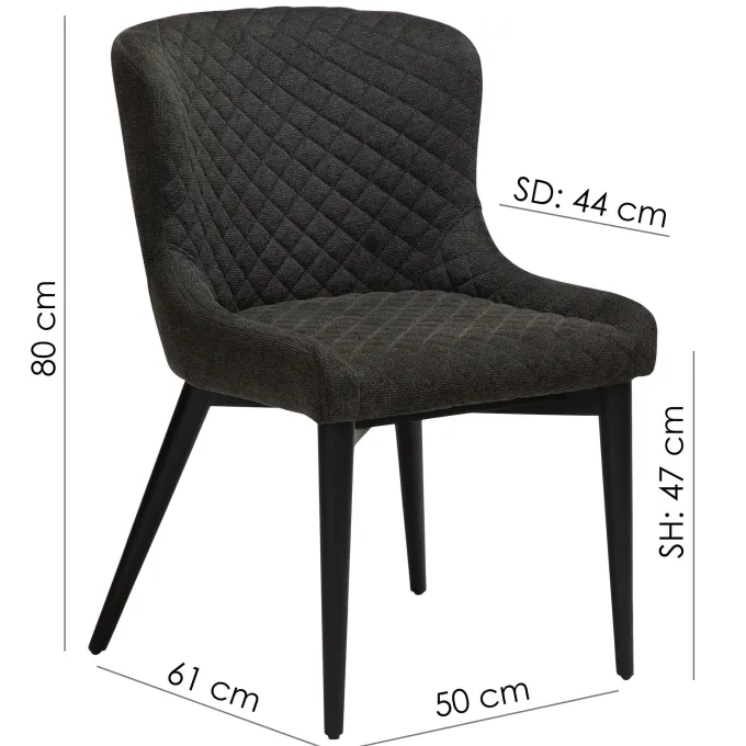 Vetro Stol Midnight Blue Velvet, Oak