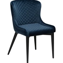 Vetro Stol Midnight Blue Velvet, Black Oak