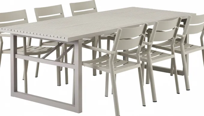 Vevi Matgrupp 230x95 cm ink 6st Delia Karmstolar Khaki