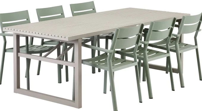Vevi Matgrupp 230x95 cm Khaki ink 6st Delia Karmstolar Dusty Green