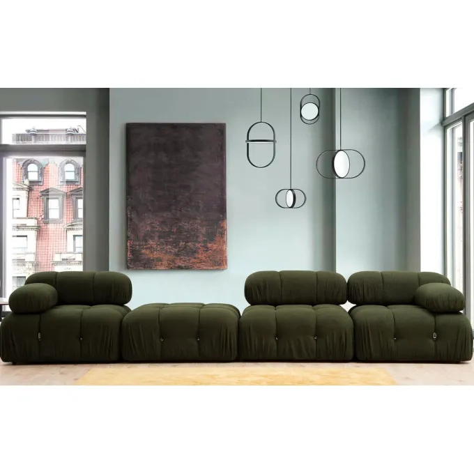 Vienna Beige L1-O1-1R-PUF (288 x 95 x 75 cm) Hörnsoffa Grön