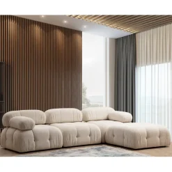 Vienna Beige L1-O1-1R-PUF (288 x 95 x 75 cm) Hörnsoffa Creme