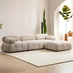 Vienna Beige L1-O1-1R-PUF (288 x 95 x 75 cm) Hörnsoffa Creme