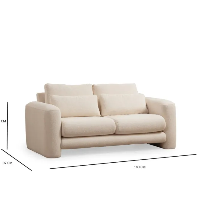 Vilnius (180 x 97 x 73 cm) 2-sitssoffa Creme