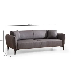 Windhoek (220 x 67 x 95 cm) Mörkgrå 3-sitssoffa