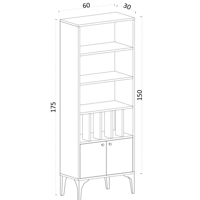 Windhoek (60 x 175 x 30 cm) Safirek Bokhylla