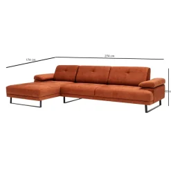 Windhoek Small (178 x 100 x 155 cm) Orange Hörnsoffa Vänster