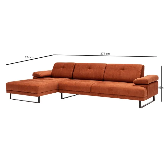 Windhoek Small (178 x 100 x 155 cm) Orange Hörnsoffa Vänster