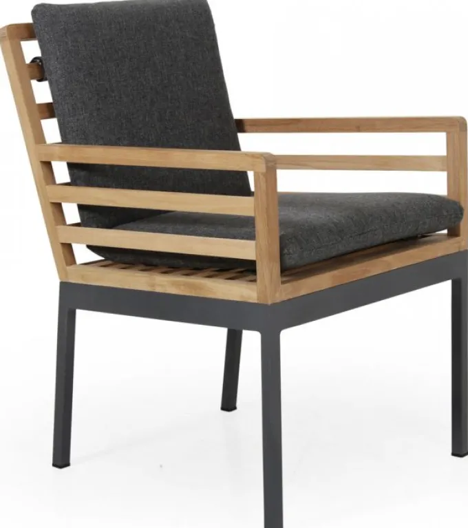 Zalongo Matgrupp Teak/Grå Alu ink 6st Karmstolar