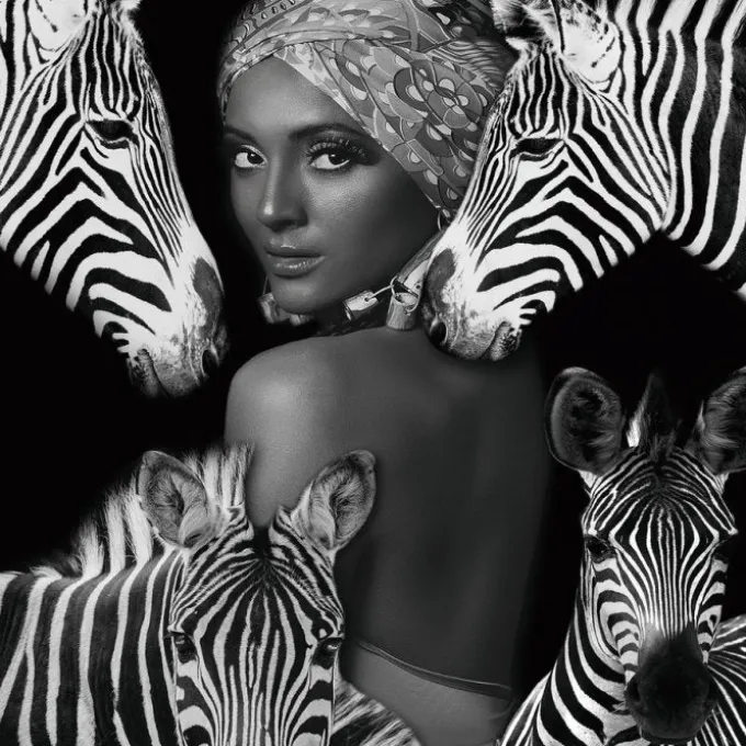 Zebra Queen 120x120cm Glas