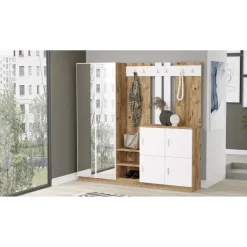 Zelino (187,2 x 180 x 37,5 cm) Hallstativ Atlantisk furu Vit