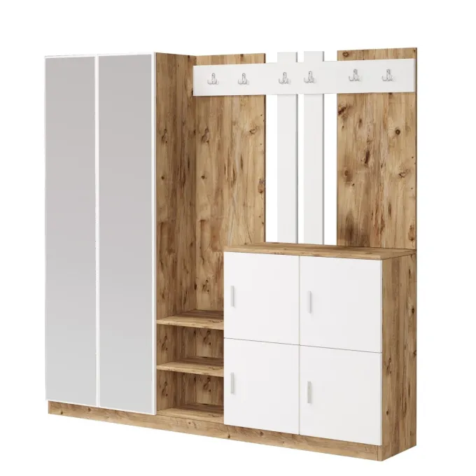 Zelino (187,2 x 180 x 37,5 cm) Hallstativ Atlantisk furu Vit
