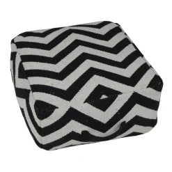 Zigzag Puff med Handtag Svart/Vit