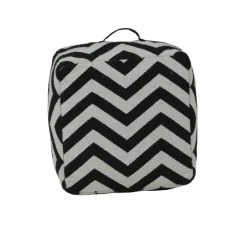 Zigzag Puff med Handtag Svart/Vit